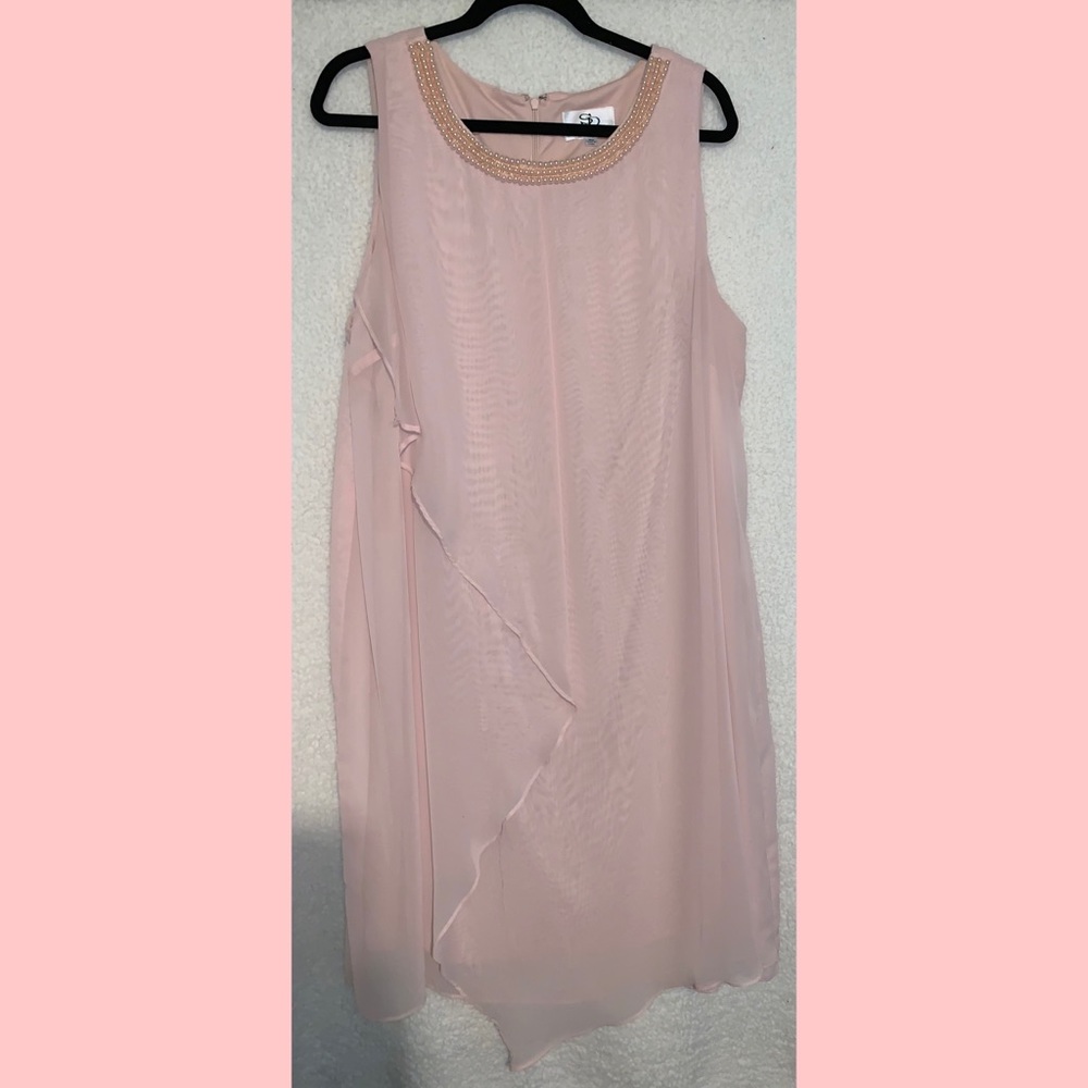 SD COLLECTION Sleeveless Overlay Pink Flowy Dress